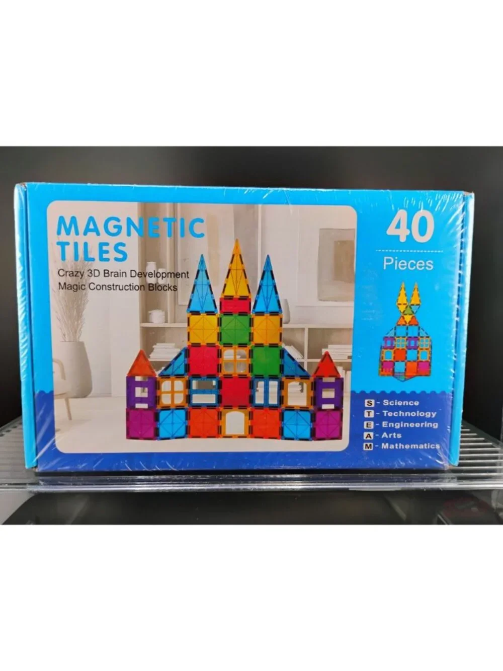 Magnetic Tiles 40-Piece Set 3D Brain Development Construction Blocks